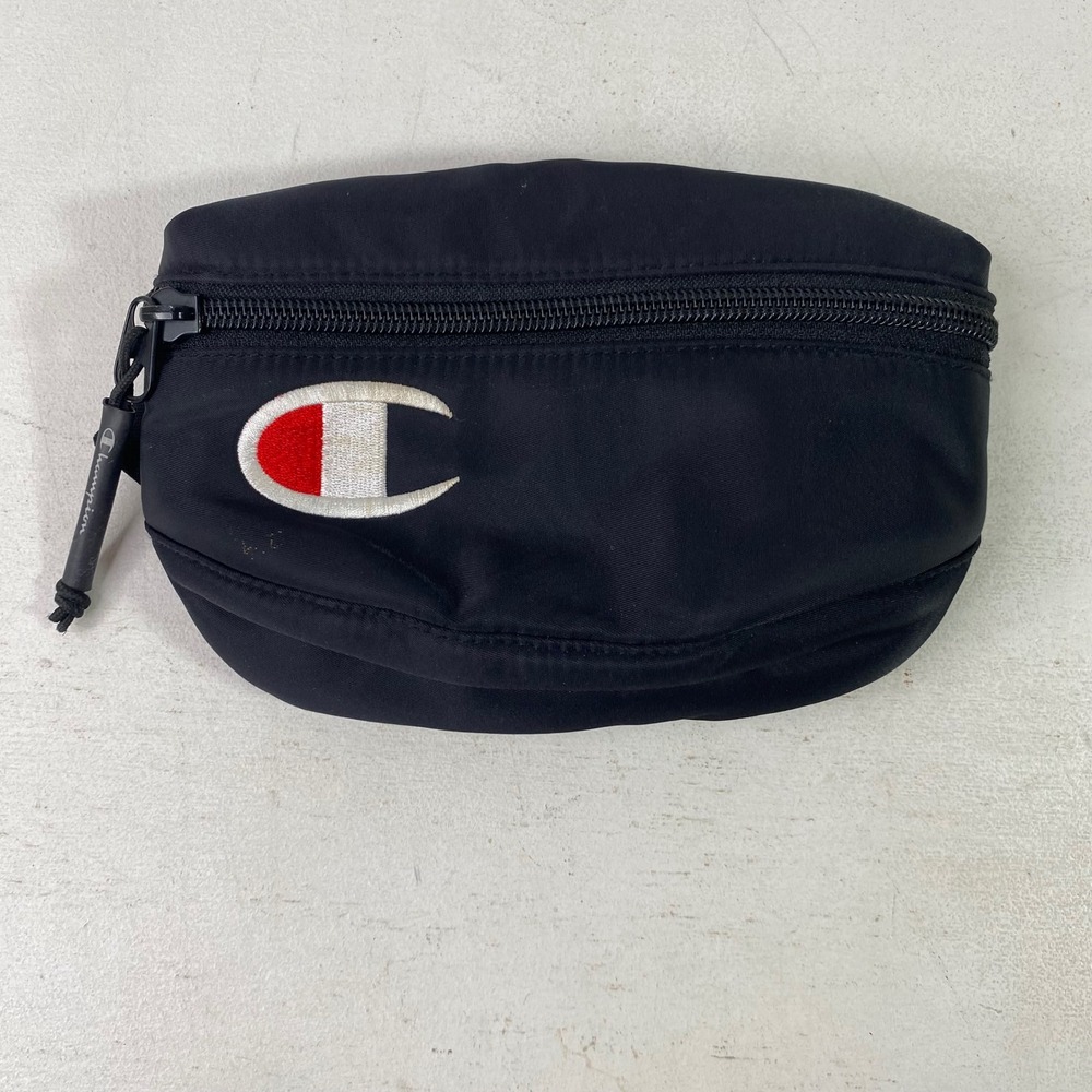 Champion Belt Loop Pouch Small Fanny Pack Sporty Black Utility Bag Embroidered